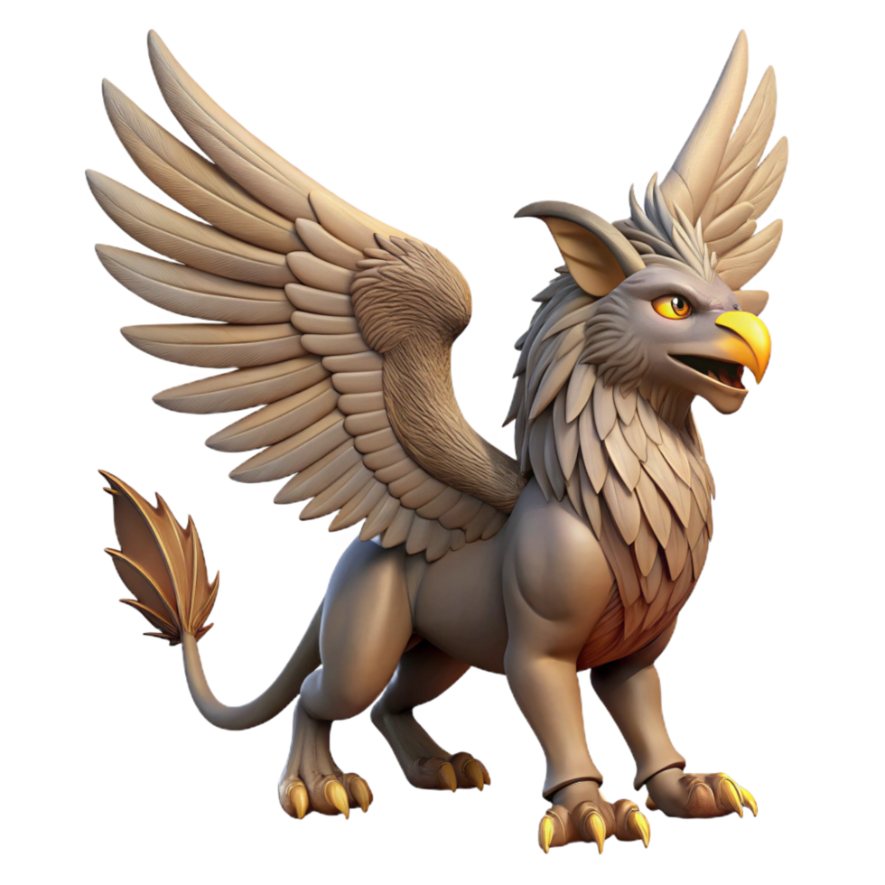 splendid tropical A majestic griffin, wings spread, talons extended with Transparent Background premium png