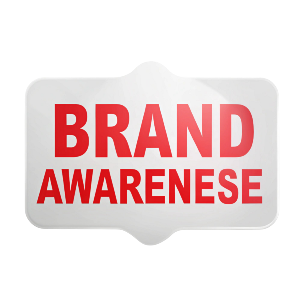Marketing communication concept featuring a red megaphone and brand awareness text on a clean Transparent Background png