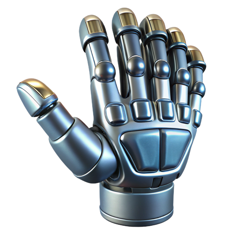 wonderful notable Isolated cutout, concept art style, single, hyper-detailed, stylized robot hand, metallic with Transparent Background png