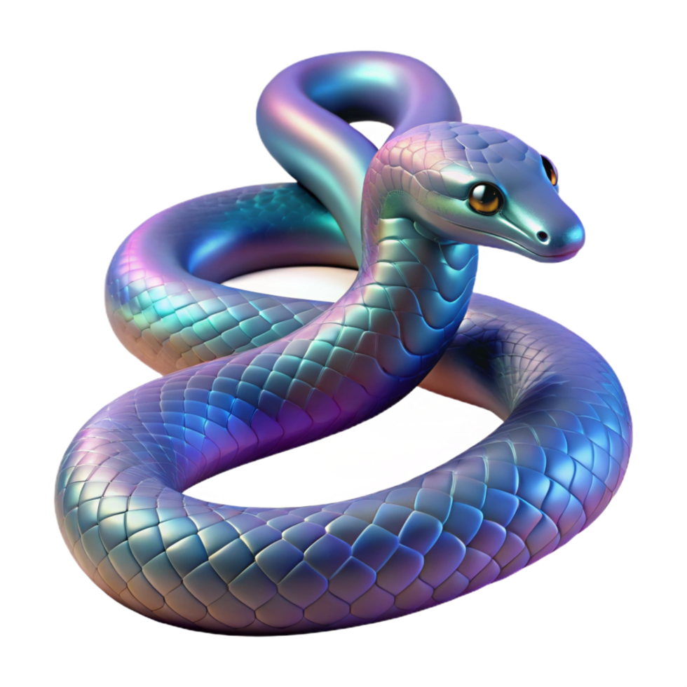 beautiful classic Hyper-specific, photorealistic isolated cutout of a single Medusa snake, scales iridescent with Transparent Background studio quality png