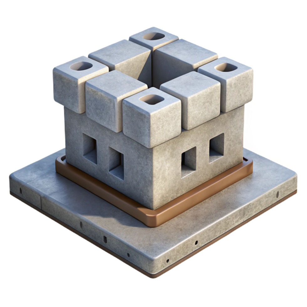 spectacular artistic Concrete building foundation block, with Transparent Background luxury png