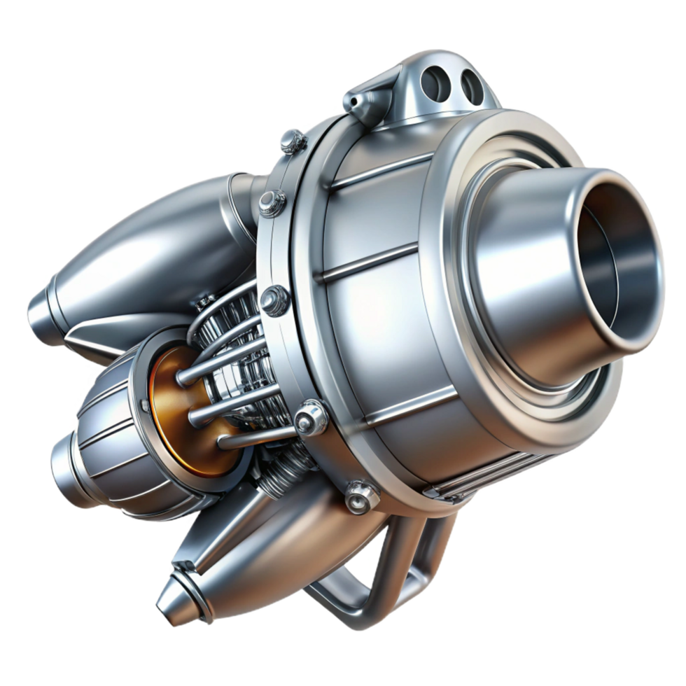 unforgettable avant-garde Sleek silver spaceship engine with visible internal mechanics with Transparent Background gallery standard png