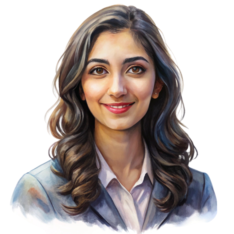 Professional portrait of a confident smiling woman in business attire, isolated on Transparent Background png