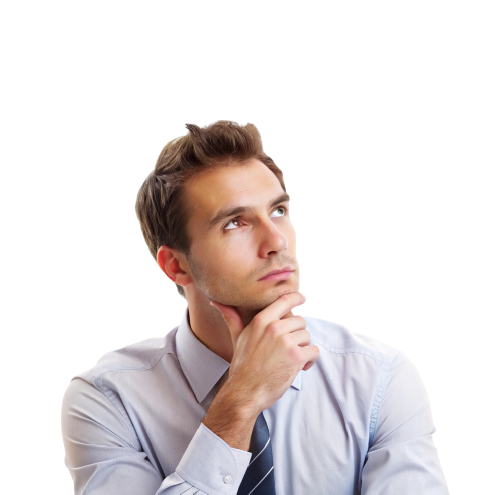 Creative conceptual image of a man thinking, with vibrant cogs and gears representing critical thinking and ideas png