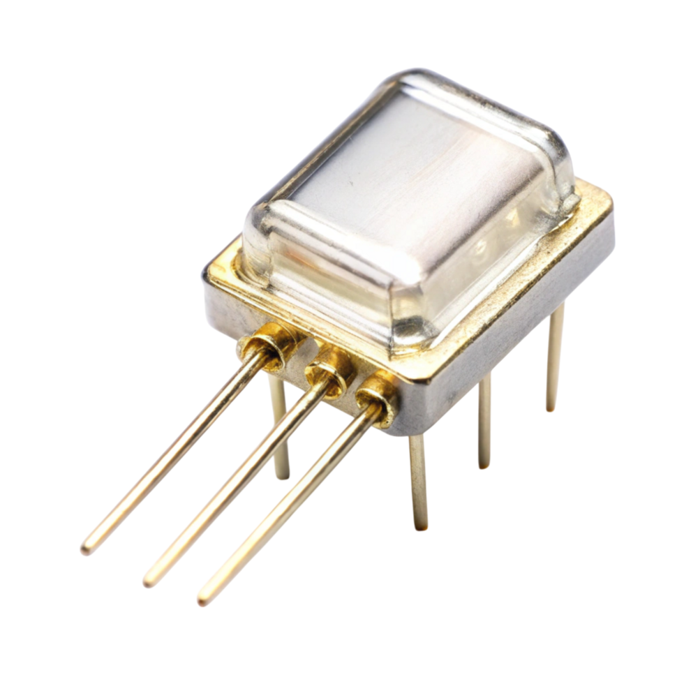 High resolution image of a quartz crystal oscillator showcasing its metallic housing and electronic functionality png