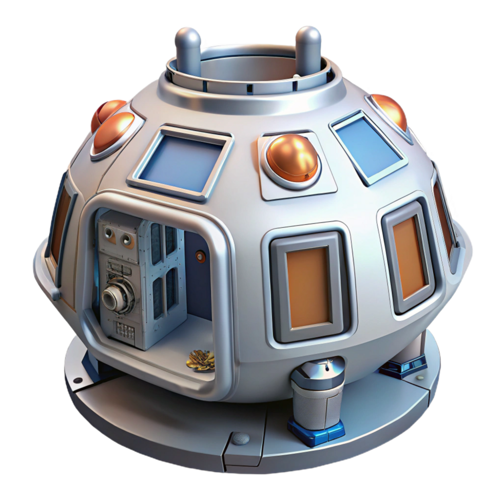 gorgeous rare Ultra-detailed, isolated cutout, concept art style render of a single, space station module, detailed panels, docking ports with Transparent Background png