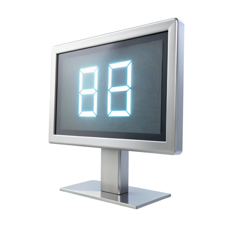 LED numeric display on a sturdy base showcasing its use in electronic devices, clocks, and information systems png