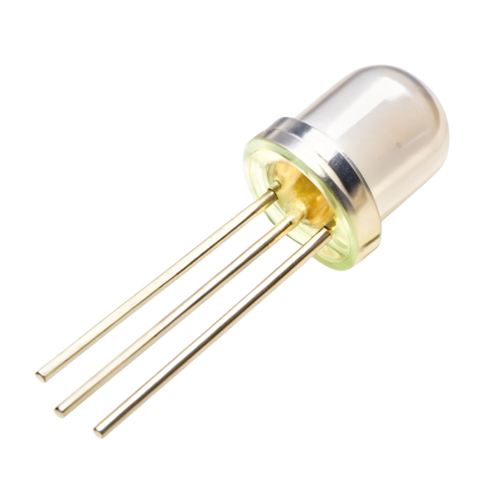 High resolution image of a diode component used in electronics, featuring a transparent casing and precision engineering png