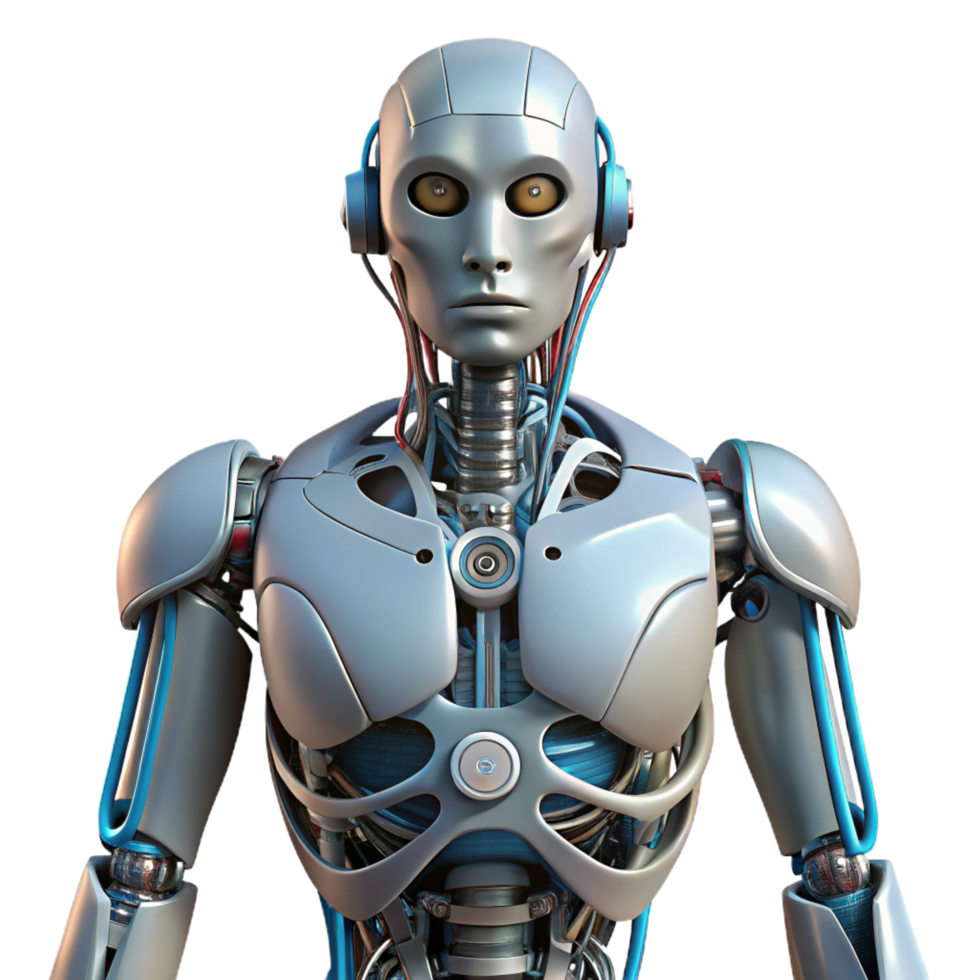 beautiful ethereal vintage Robot torso, exposed wires, mechanical details with Transparent Background perfect clarity png