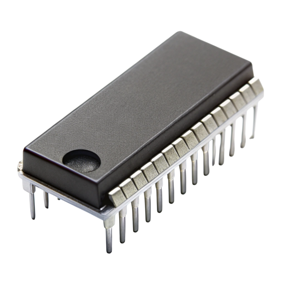 High resolution image of an electronic EEPROM module showcasing its detailed structure and connection pins png