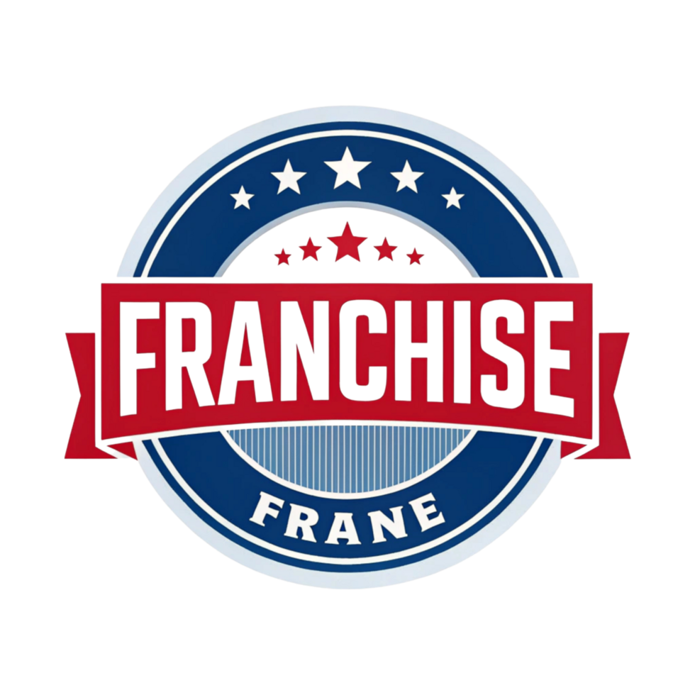 Stylish franchise logo with a clean layout featuring stars, red and blue tones, and strong typography png
