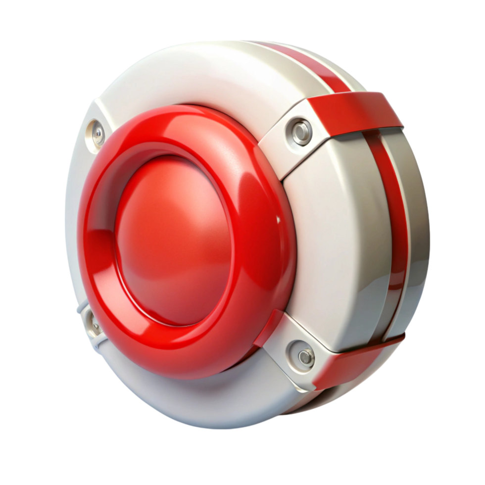 High quality red and white fuse safety device with a modern design on a clean Transparent Background png