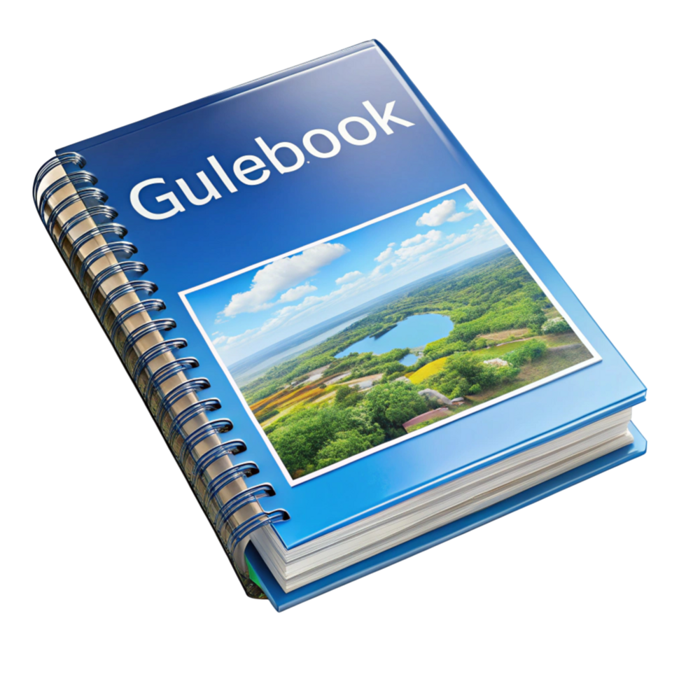 Comprehensive guidebook with a scenic cover design placed on a clean Transparent Background png