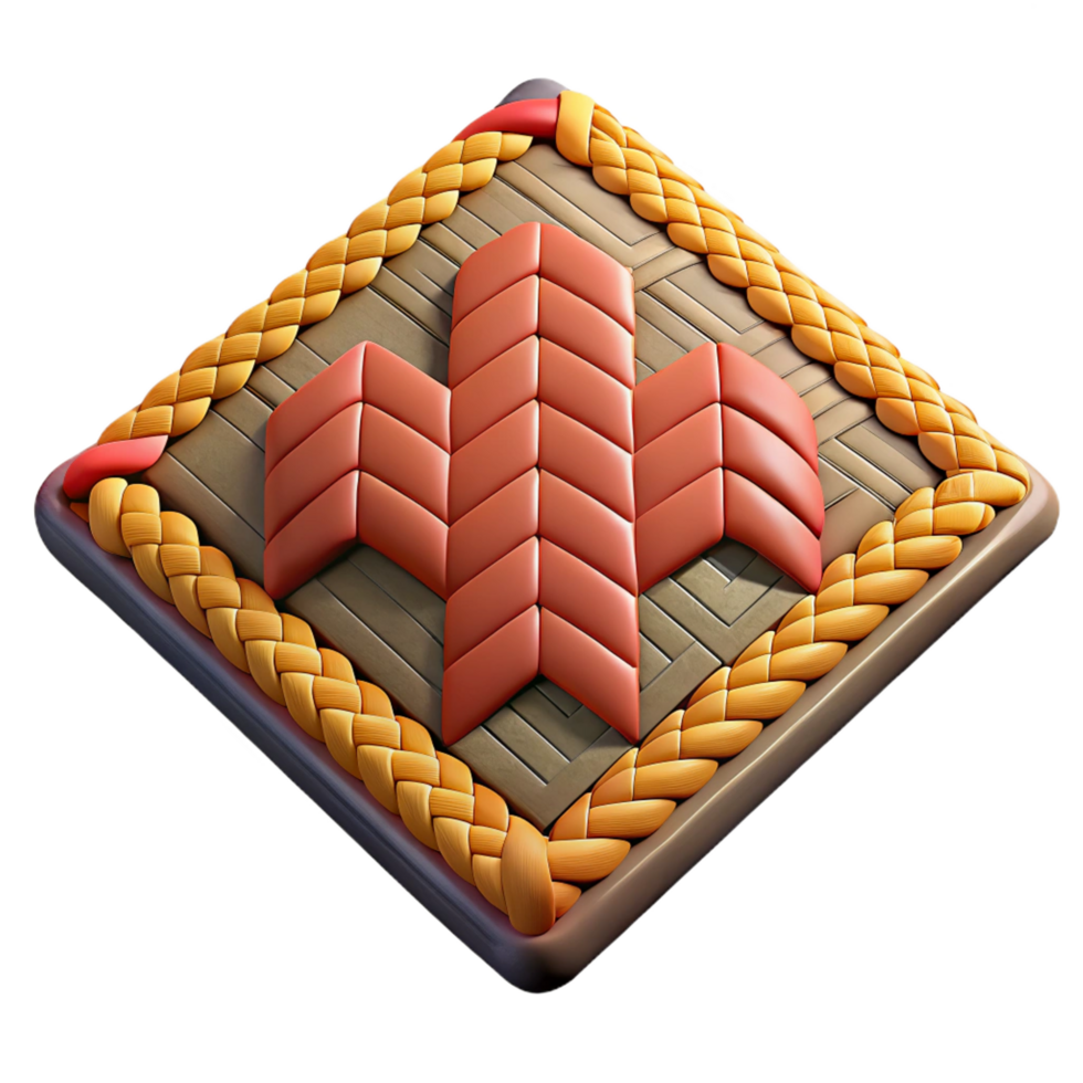 captivating mysterious rustic Hyper-specific professional render of a tribal woven mat with a complex diamond pattern with Transparent Background high quality png
