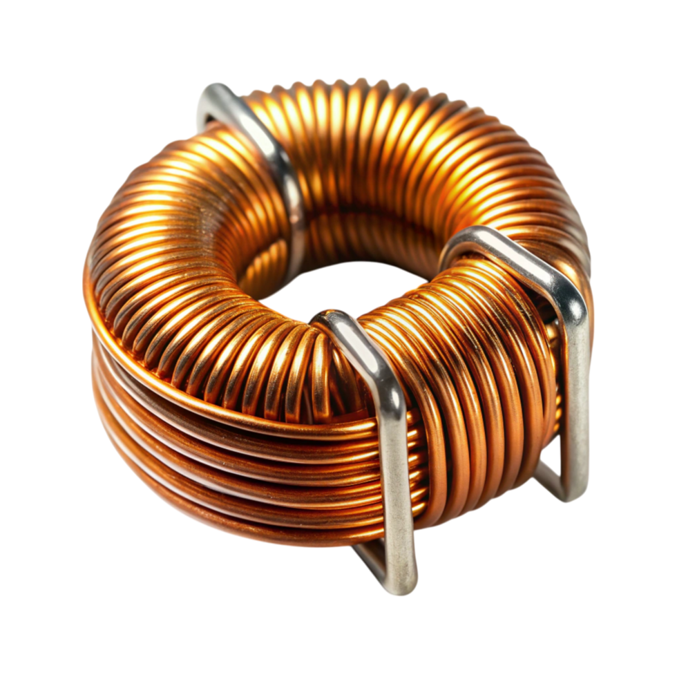 Precision designed copper wire coil for energy conduction and electromagnetic applications png