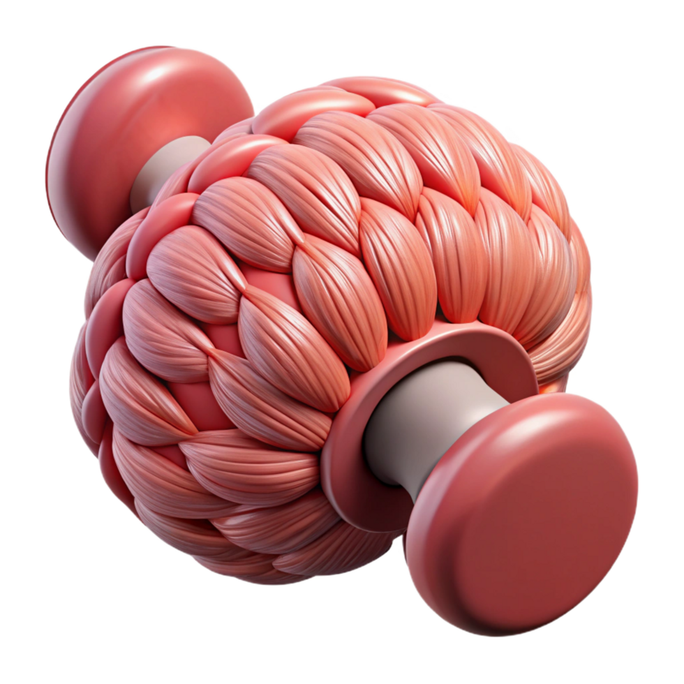ethereal striking Photorealistic, ultra-detailed render of a single biomechanical muscle fiber with integrated contractile actuators, isolated cutout with Transparent Background precision png