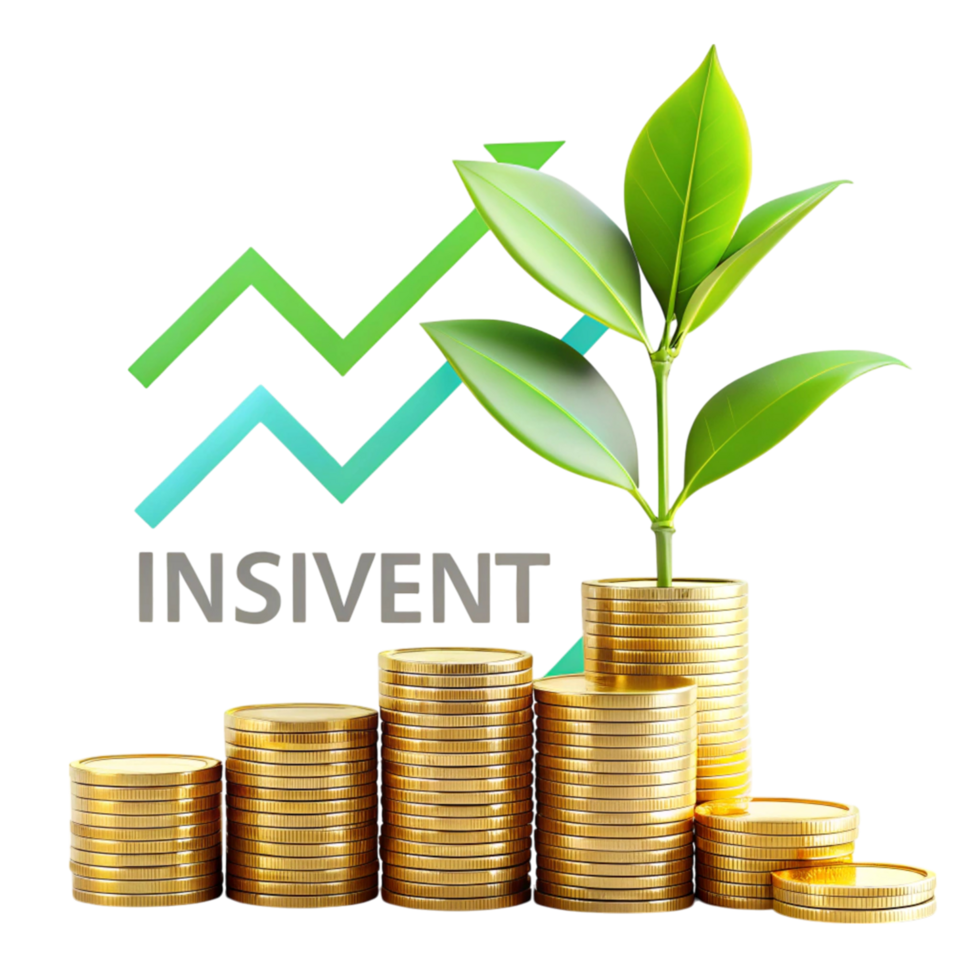 Green Investment Concept with Growing Plant and Stacks of Gold Coins Representing Financial Growth png