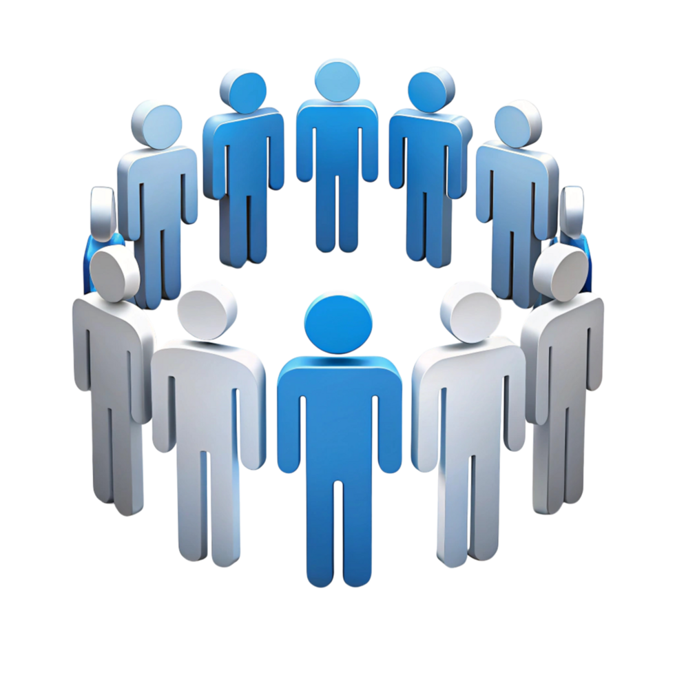 Modern Leadership Representation with Figures Symbolizing Guidance, Growth, and Management on White png