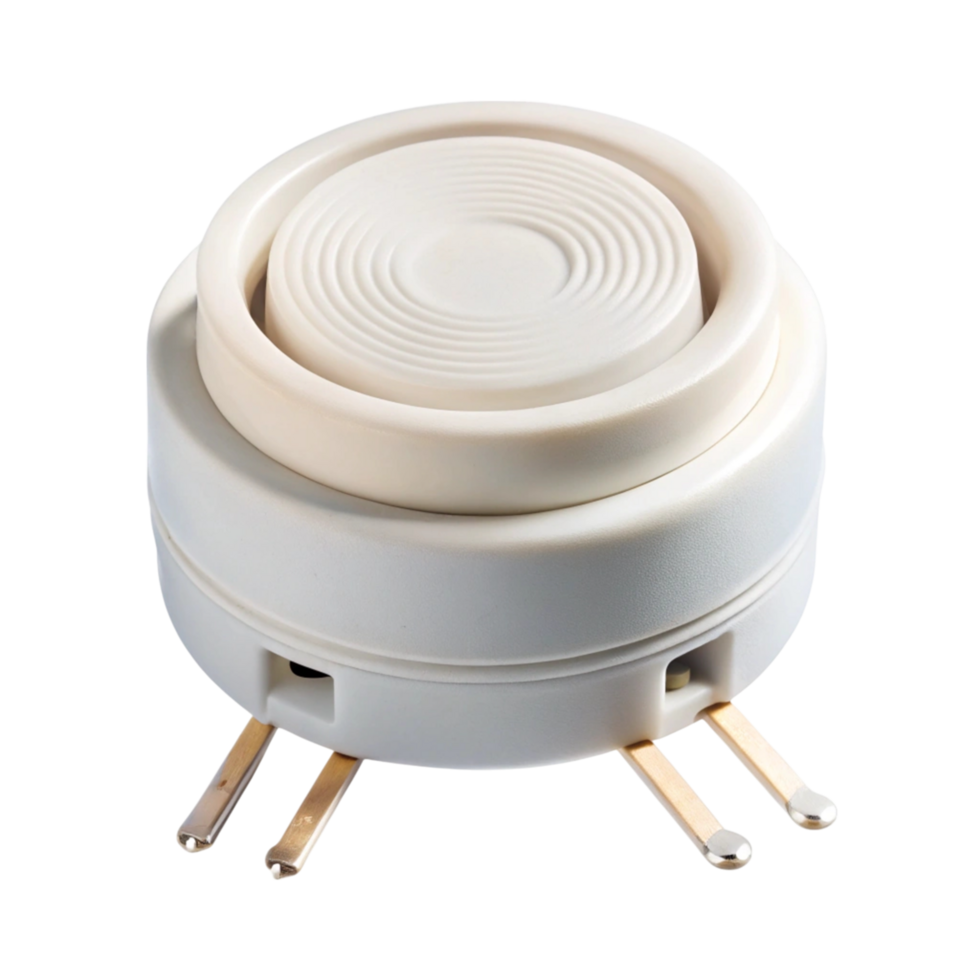 Minimalist Alarm Signal Device with Circular Design and Connection Wires Isolated on White png