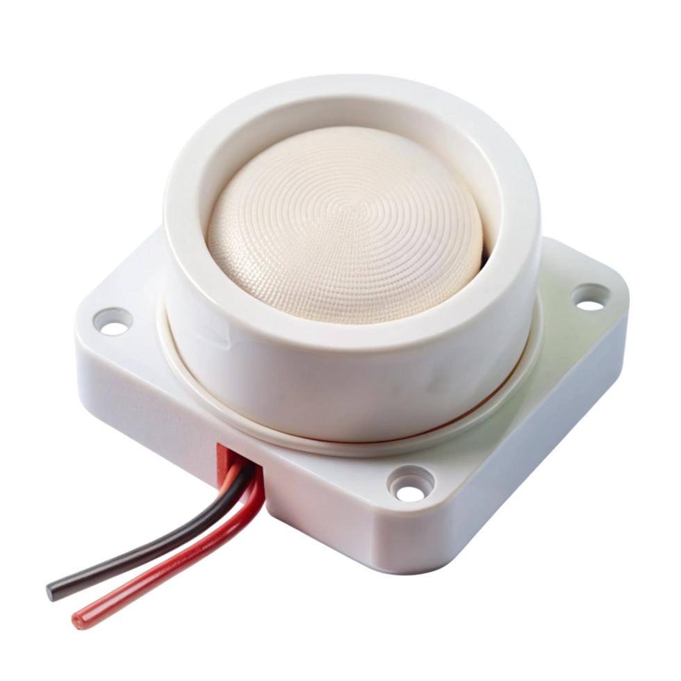 Compact Electronic Buzzer with Wires on a Transparent Background for Alarm and Notification Systems png