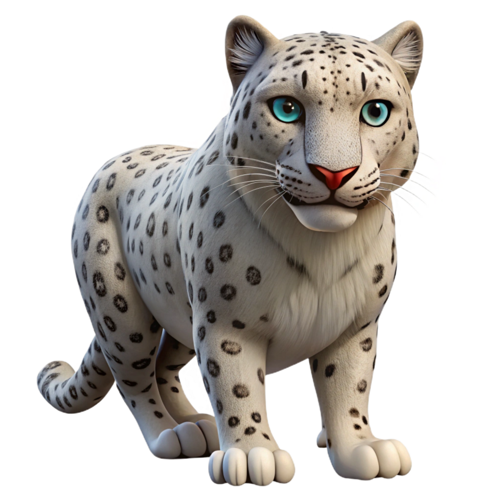 splendid mysterious creative A hunting snow leopard with focused gaze with Transparent Background genuine png