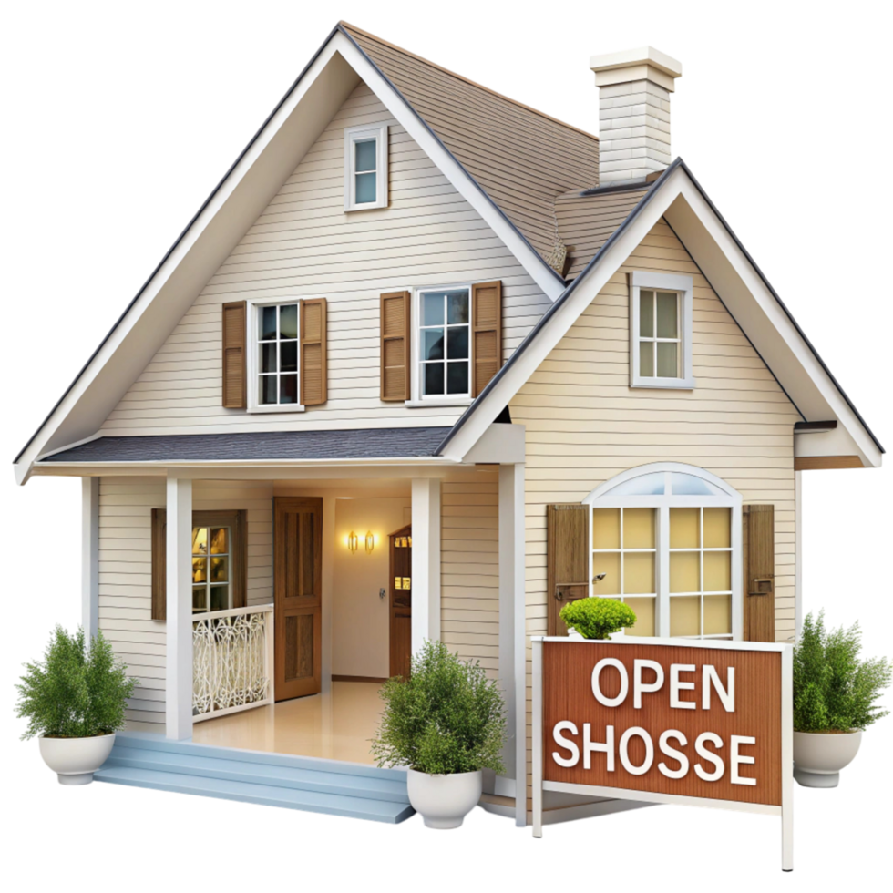 Inviting open house setup featuring a stylish suburban home ready for prospective buyers png