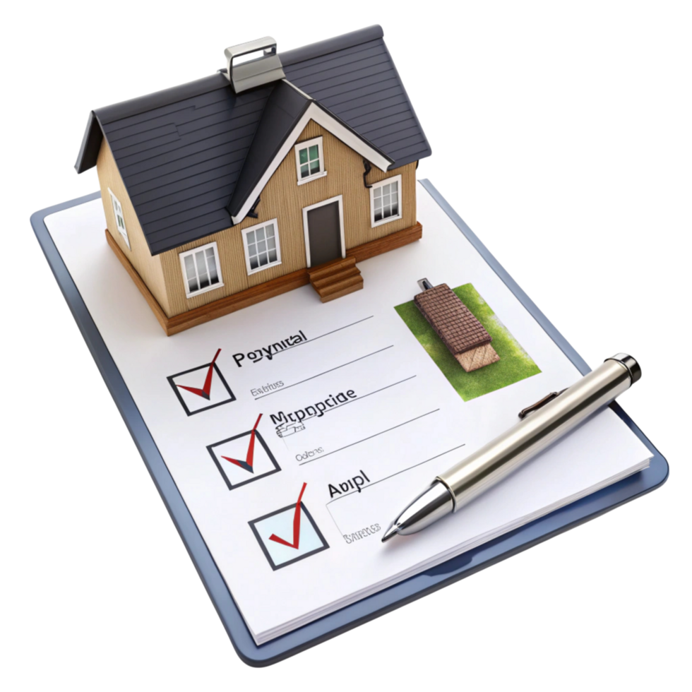 Property appraisal illustration with detailed checklist and house model for real estate assessment and valuation png