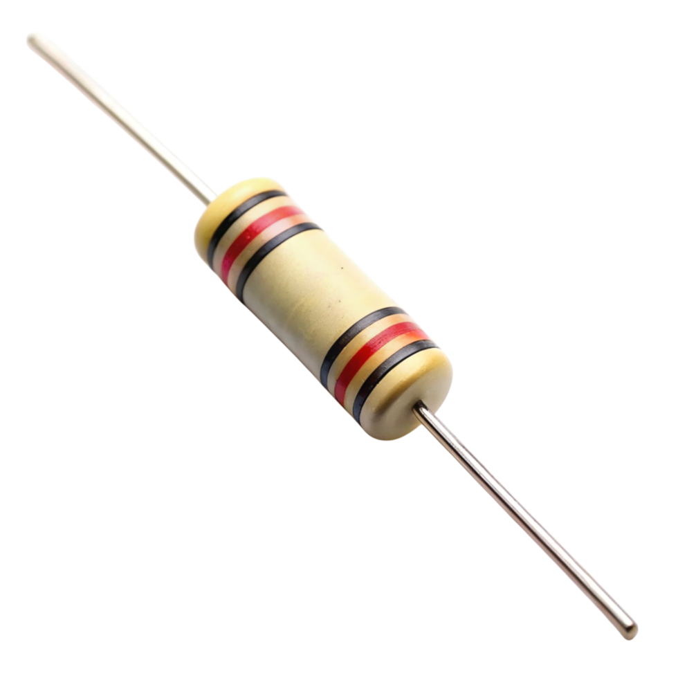Compact cylindrical resistor with clear marking bands, ideal for electrical and engineering projects png