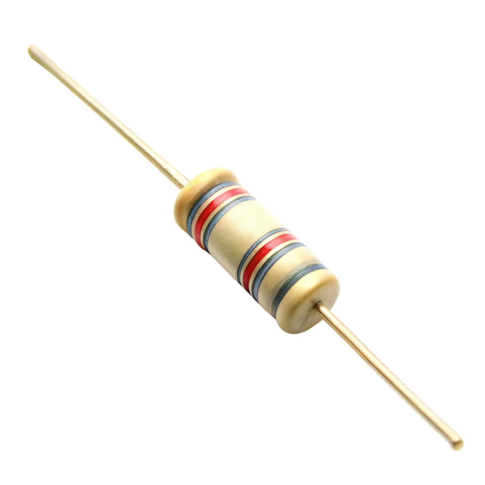 Electronic resistor component showcasing detailed resistance bands for accurate current control applications png