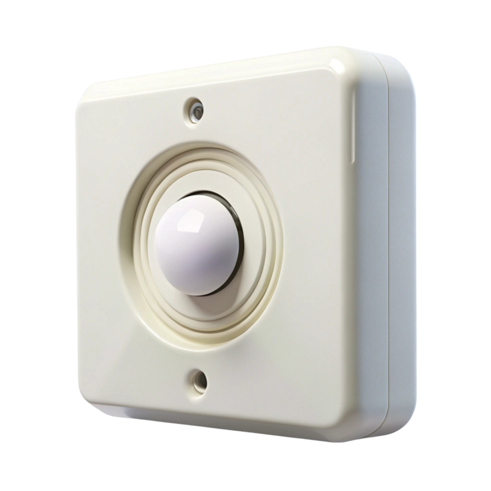 Infrared motion detection unit in compact white enclosure for security systems and smart technology applications png