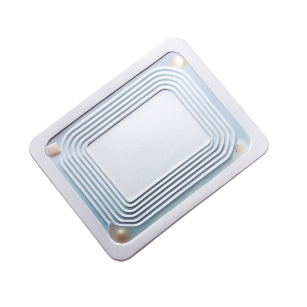 RFID tag with intricate coil design for efficient wireless communication and electronic identification systems png