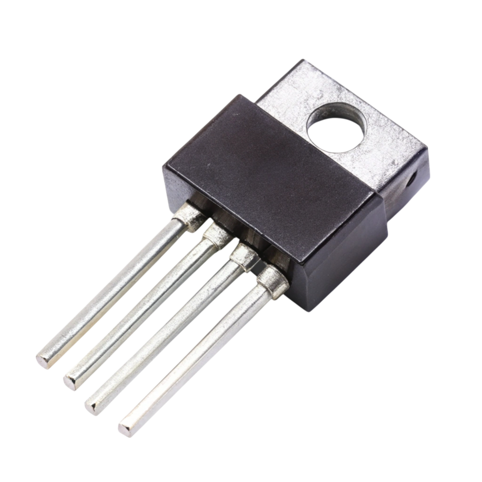 TO 220 transistor isolated on a clean background, perfect for illustrating electronics, components, and circuit design png