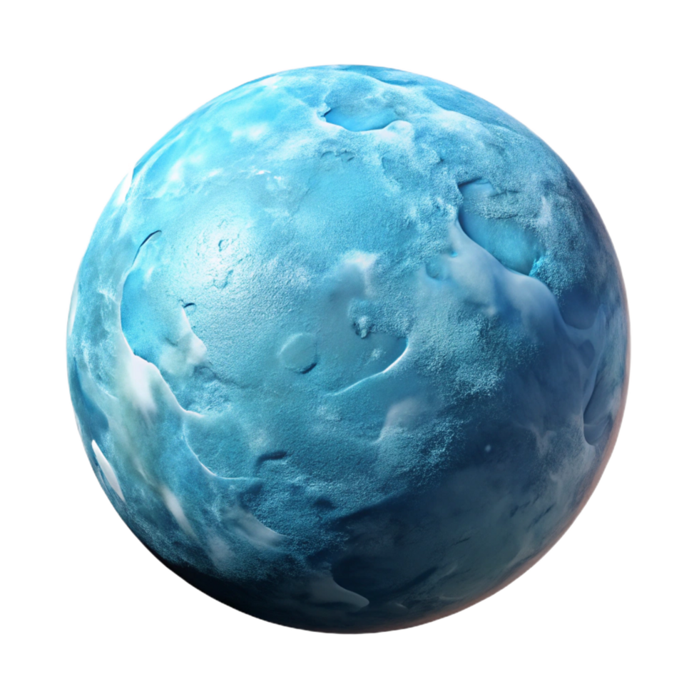 sought-after bohemian Photorealistic, ultra-detailed, professional render, isolated cutout of a single, hyper-specific, frozen planet planet only with Transparent Background refined png