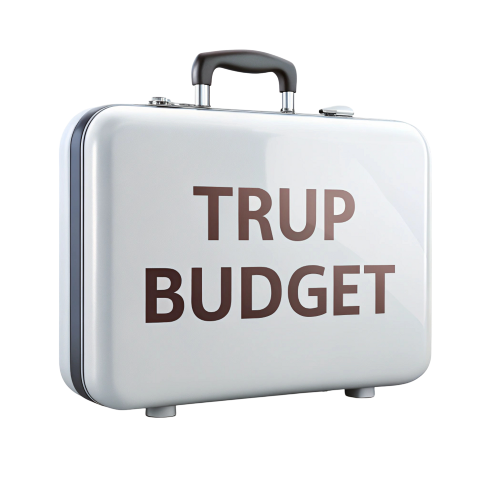Modern silver briefcase with Trip Budget text, cash bundle, and credit card, emphasizing travel budget concept png