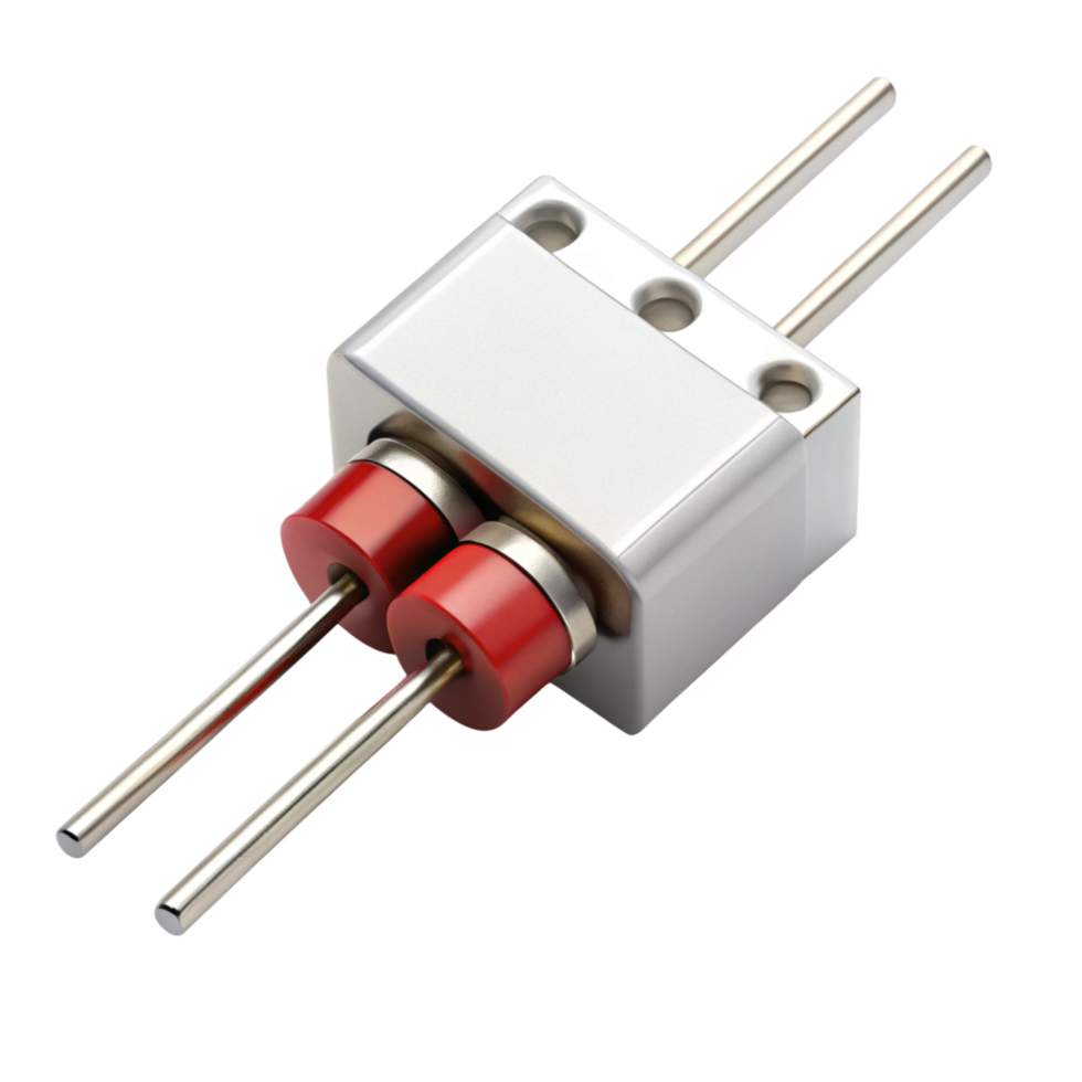 Advanced electrical circuit voltage divider, emphasizing robust metallic connectors and insulated color coded rings png