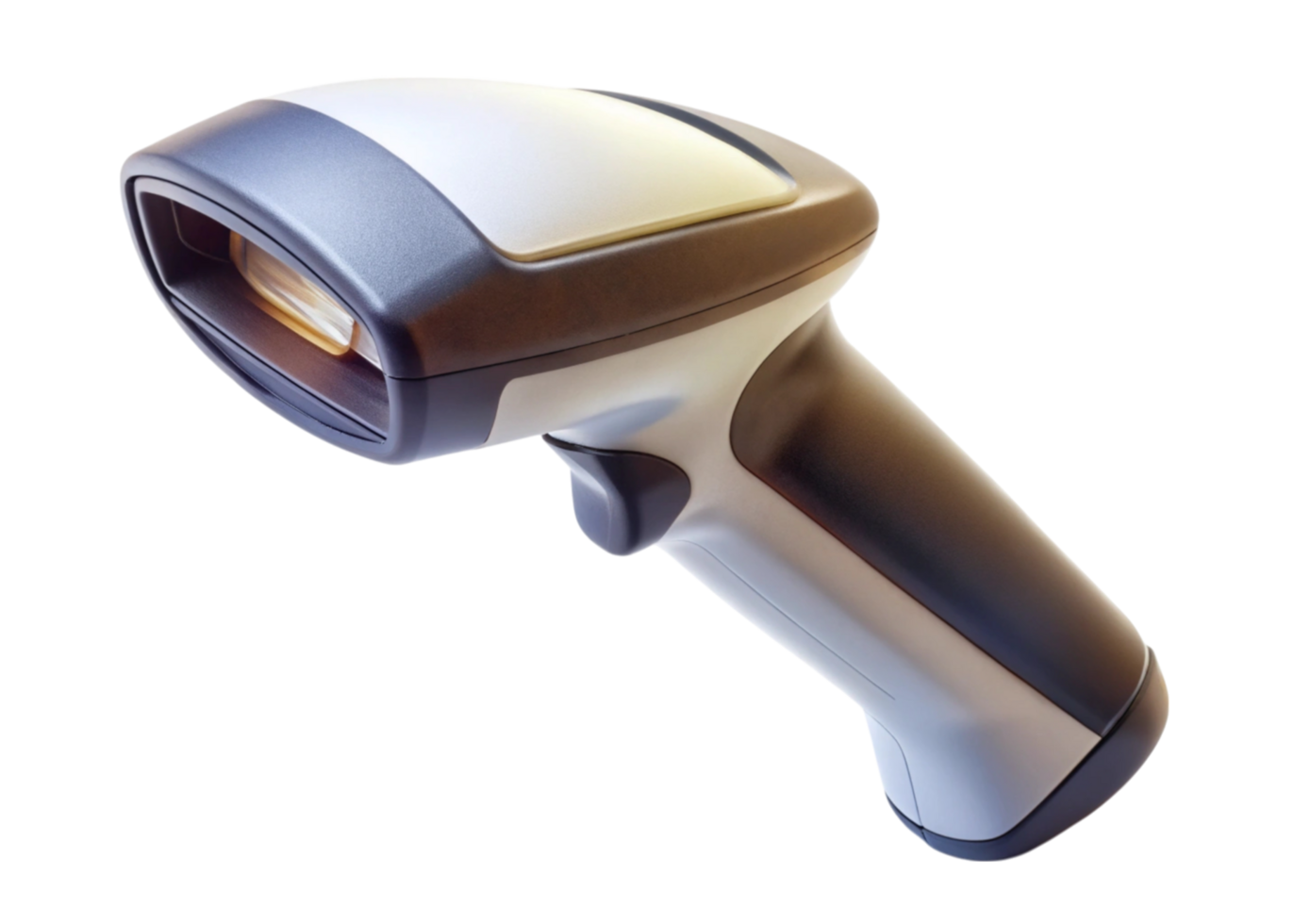 Modern handheld barcode scanner for retail and inventory scanning applications with ergonomic design png