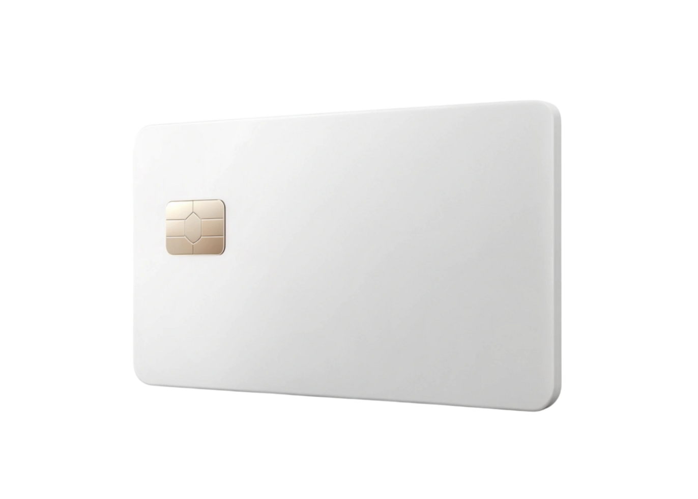 Simple and sleek white card design with gold chip, representing digital payments, banking security, and financial technology png