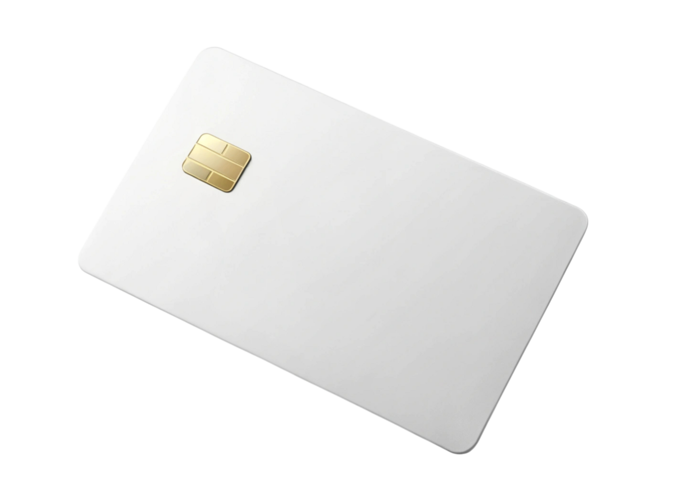 white credit card with golden chip on plain background, perfect for banking, finance, or payment concepts png