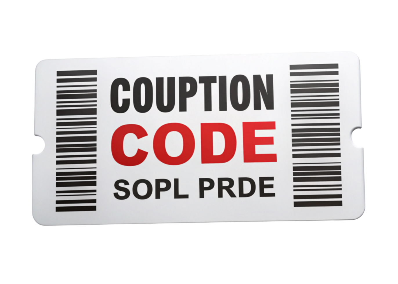 Promotional voucher featuring coupon code and barcode, isolated on white, perfect for sales and retail campaigns png