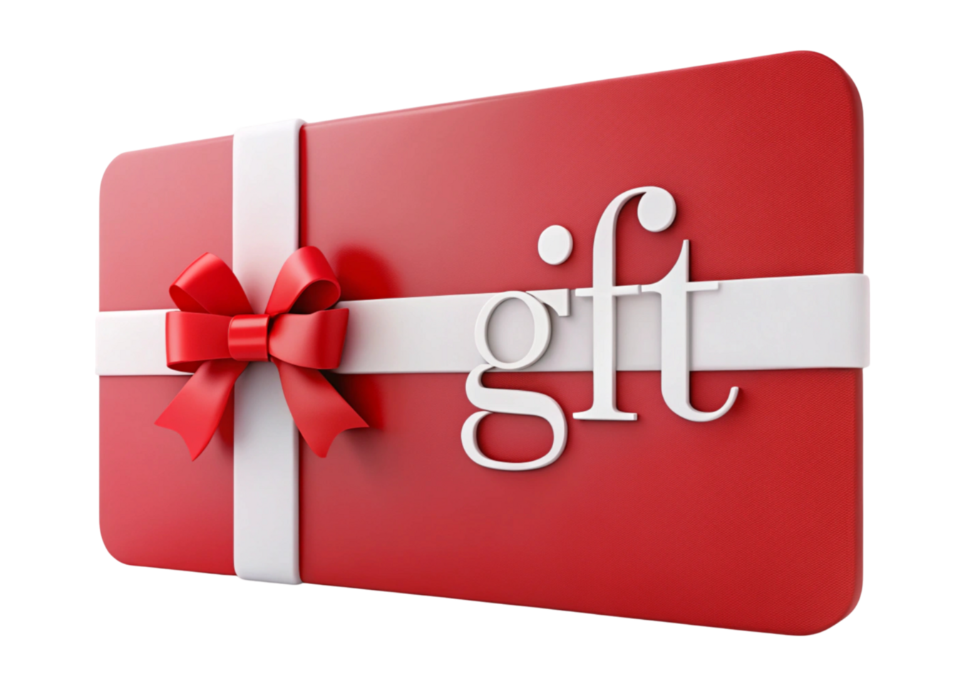 Virtual gift card with decorative red ribbon for digital gifting and convenient e commerce solutions png