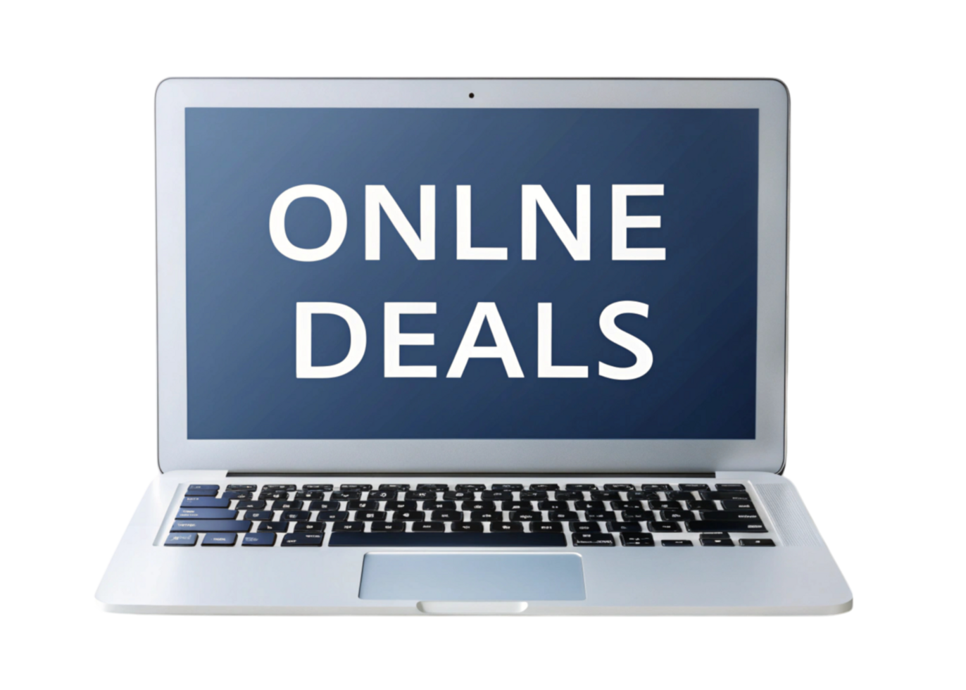 Laptop on clean surface with Online Deals text, highlighting e commerce, digital marketing, and discount offers png