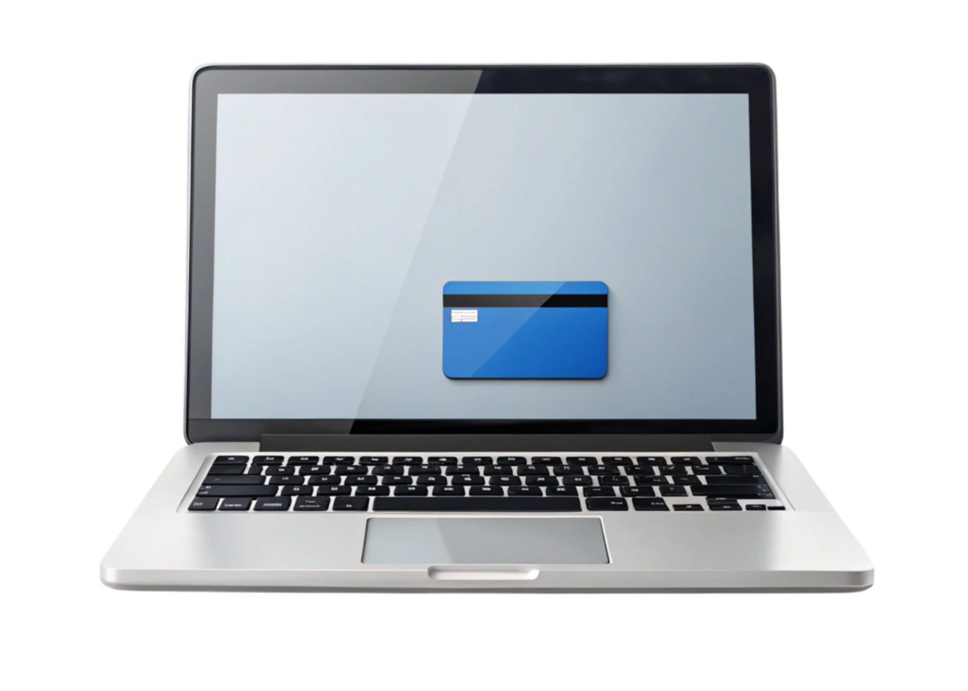 online payment laptop with digital credit card icon on Transparent Background for secure transaction concept png