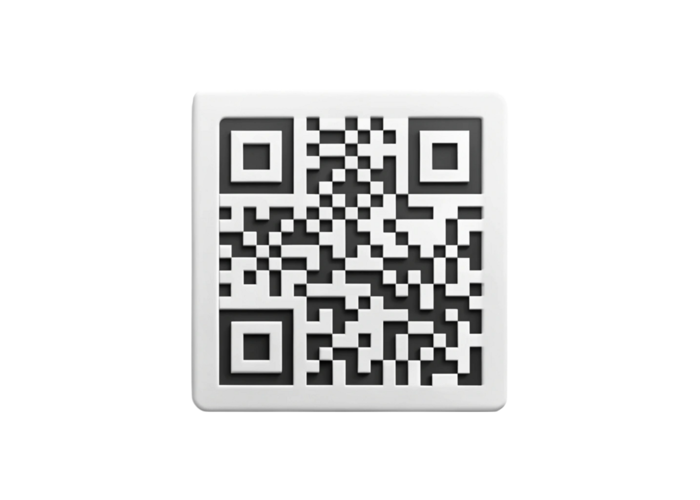 Modern 3D QR Code Display on Transparent Background for Digital Scanning and Marketing Applications png