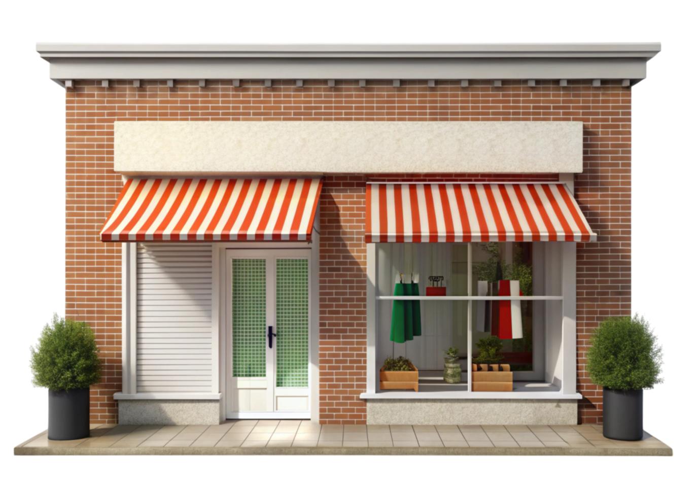 a brick building with an awning on the front png