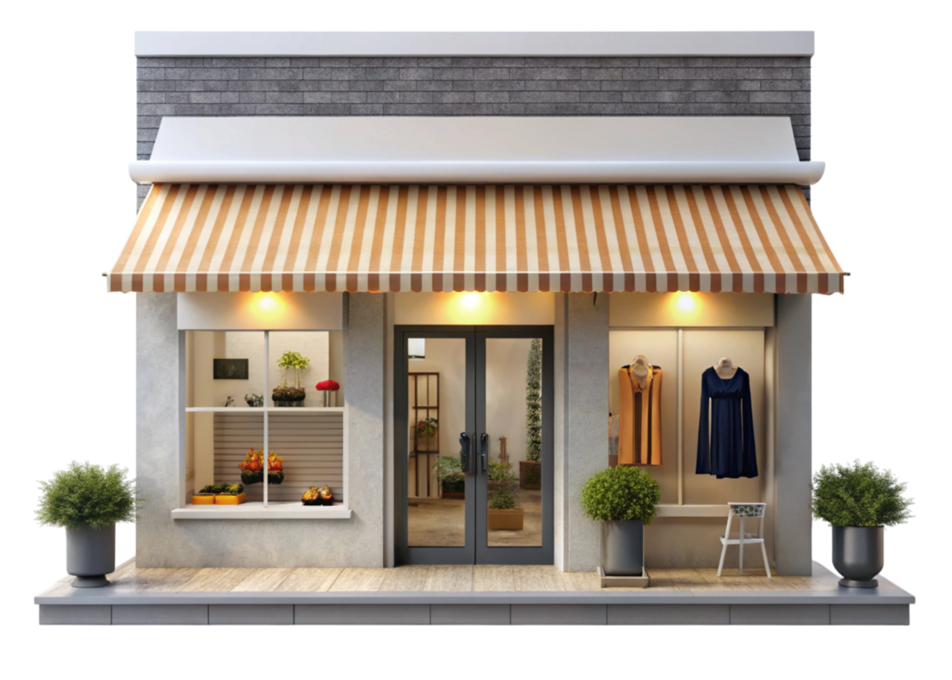 a small store with awning on the front png