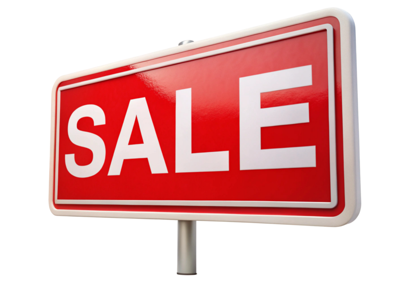 Modern sale sign design in vivid red and white tones, isolated on Transparent Background for commercial use png