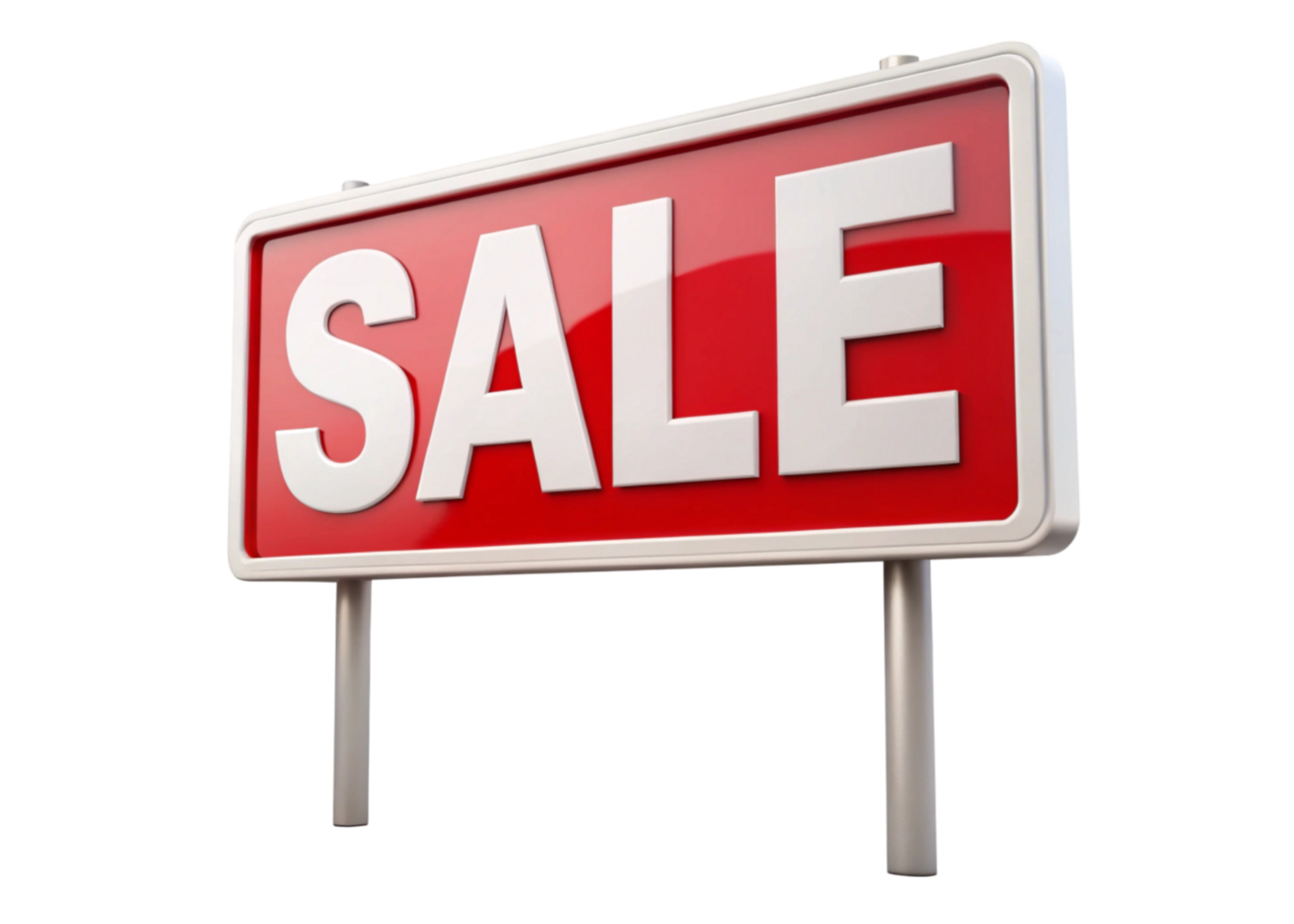 Bright red sale sign with bold white letters on clean Transparent Background, ideal for retail promotions and marketing png