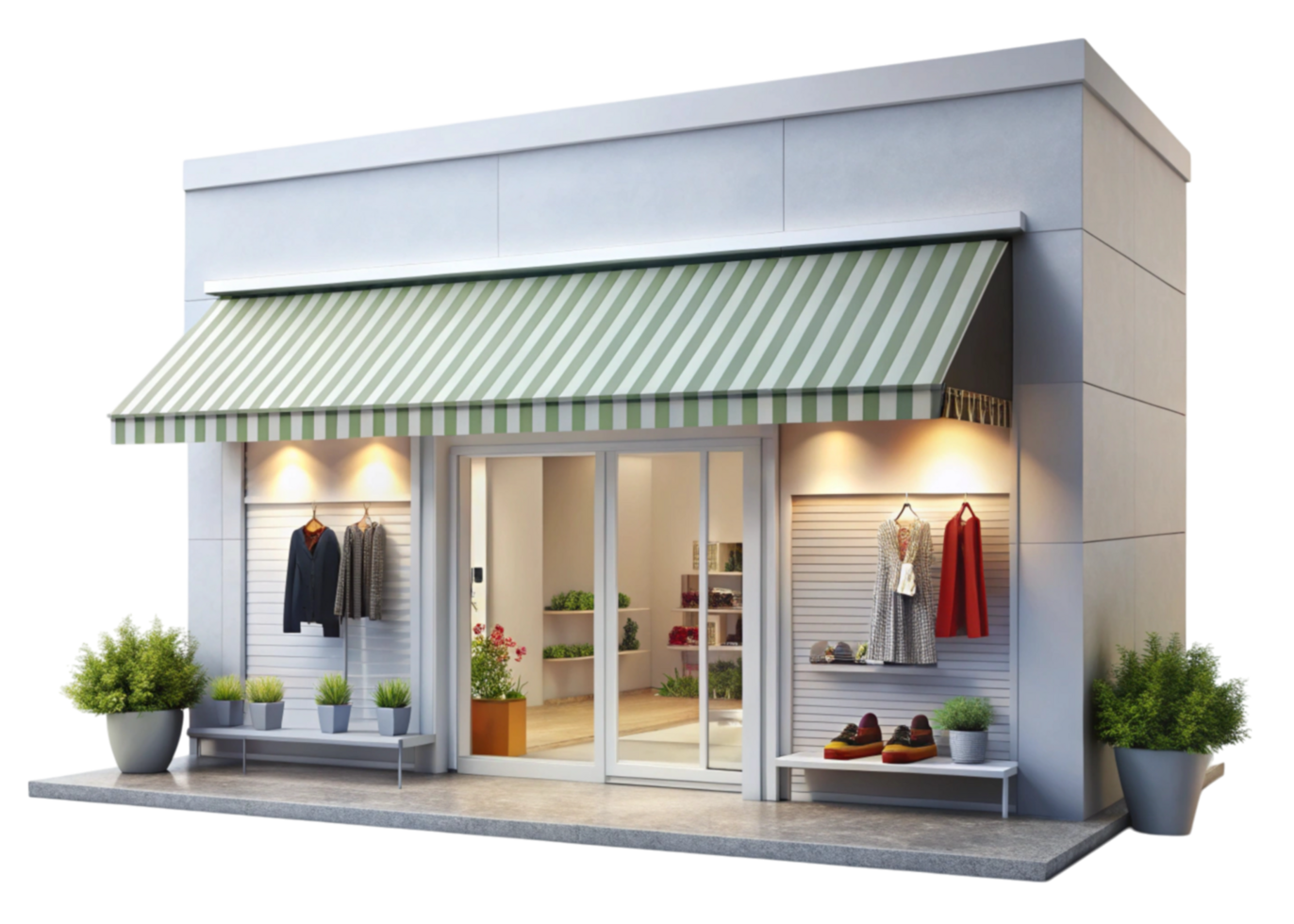a small store with a green awning on it png