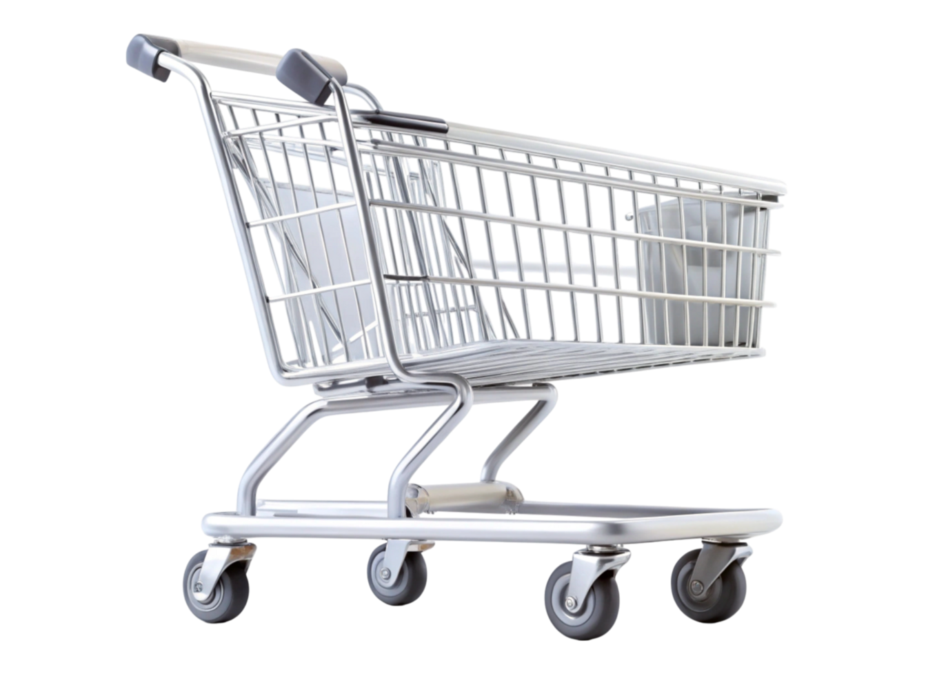 Isolated shopping cart on a Transparent Background showcasing a sleek and modern design for retail and ecommerce concepts png
