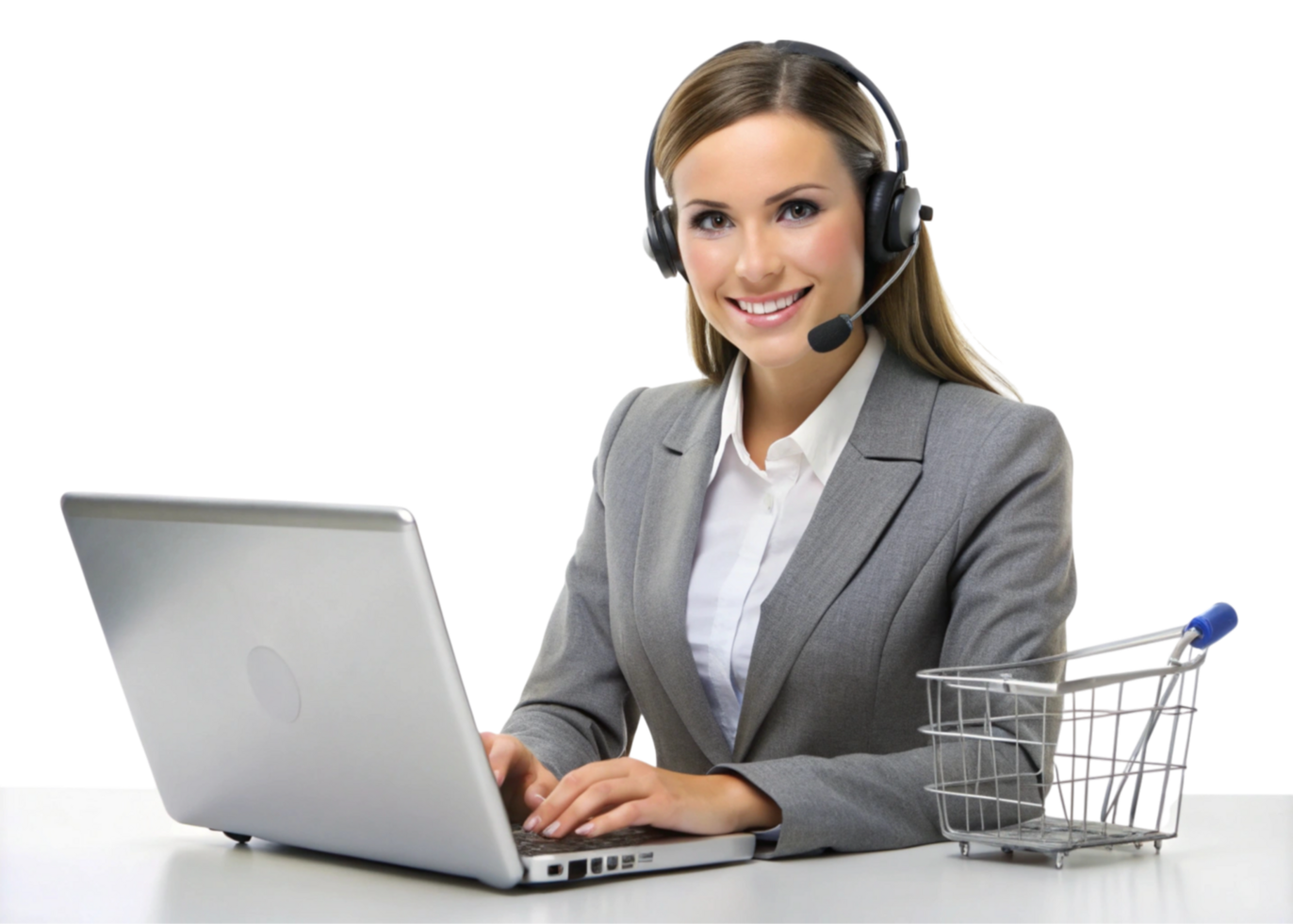 customer service with women and laptop png